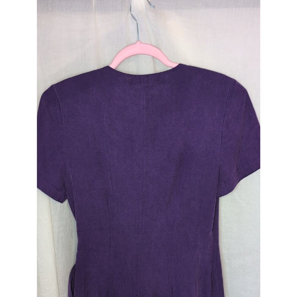 Vintage 100% Silk Wrap Dress in a deep plum purple hue - Picture 6 of 7